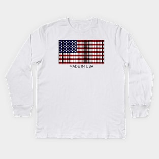 independence day barcode flag usa 4th of july Kids Long Sleeve T-Shirt